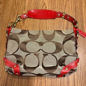 Vintage Coach Carly Hobo Bag Red and Tan